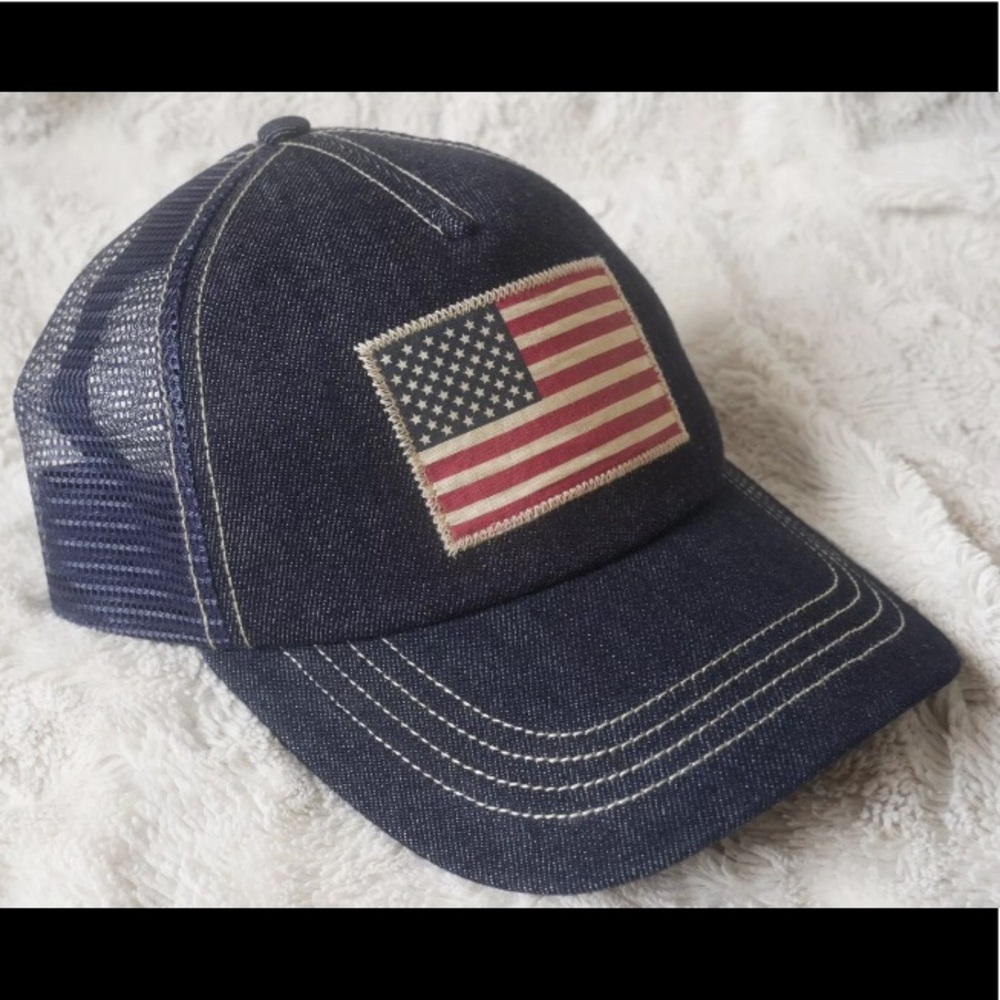 POLO Ralph Lauren USA Flag Denim Trucker Hat